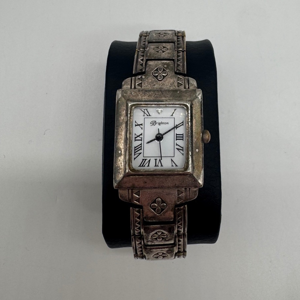 Brighton Gramercy Silver Tone Square Face Roman Numeral Watch needs bat